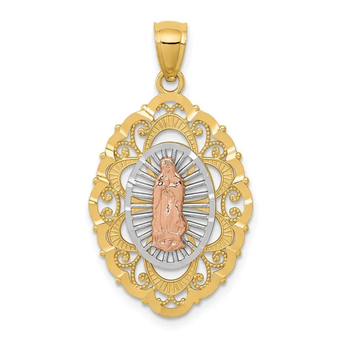 14k Tricolor Our Lady of Guadalupe Pendant TreasureFineJewelers Necklaces 14k Tricolor Our Lady of Guadalupe Pendant TreasureFineJewelers Necklaces