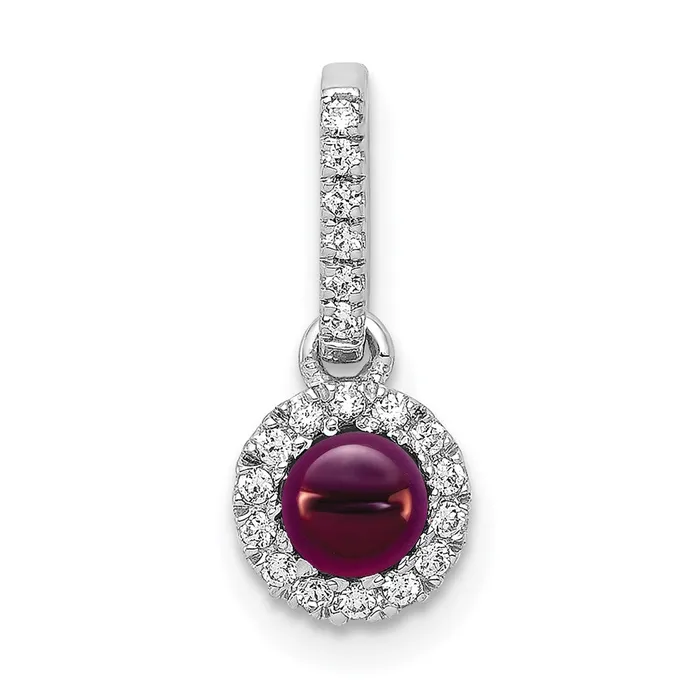 14k White Gold Diamond and Cabochon 47 Rhodolite Garnet Pendant TreasureFineJewelers Necklaces 14k White Gold Diamond and Cabochon 47 Rhodolite Garnet Pendant TreasureFineJewelers Necklaces