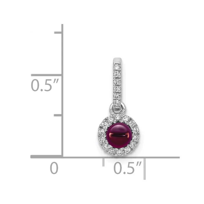 14k White Gold Diamond and Cabochon 47 Rhodolite Garnet Pendant TreasureFineJewelers Necklaces