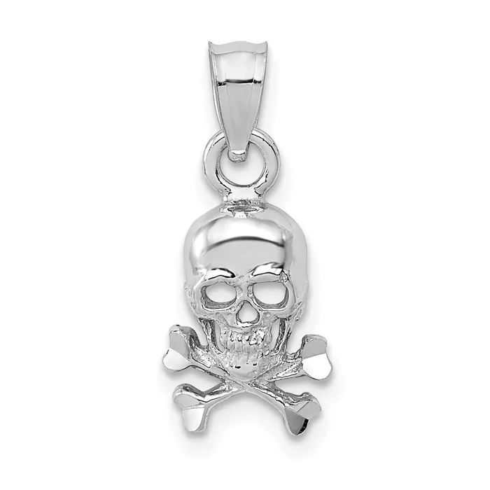 14K White Gold Skull and Crossbones Pendant TreasureFineJewelers Necklaces 14K White Gold Skull and Crossbones Pendant TreasureFineJewelers Necklaces