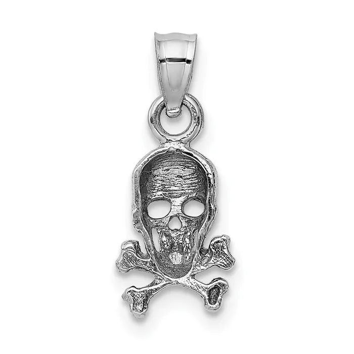 14K White Gold Skull and Crossbones Pendant TreasureFineJewelers Necklaces