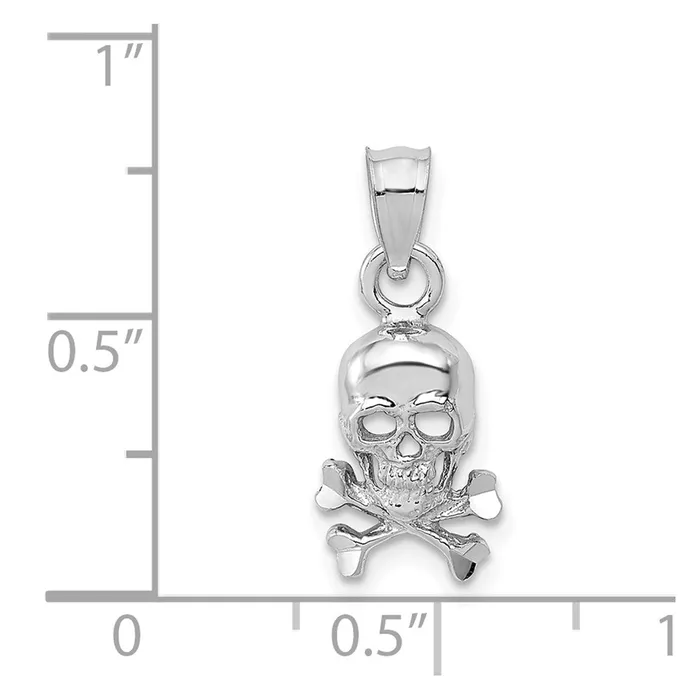 14K White Gold Skull and Crossbones Pendant TreasureFineJewelers Necklaces