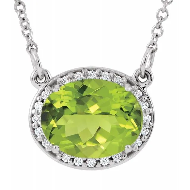 14K White Peridot 05 CTW Diamond 165 Necklace TreasureFineJewelers Necklaces 14K White Peridot 05 CTW Diamond 165 Necklace TreasureFineJewelers Necklaces