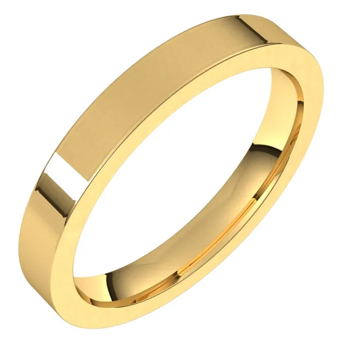 14K Yellow Gold 3 mm flat comfort fit Wedding Band TreasureFineJewelers Rings