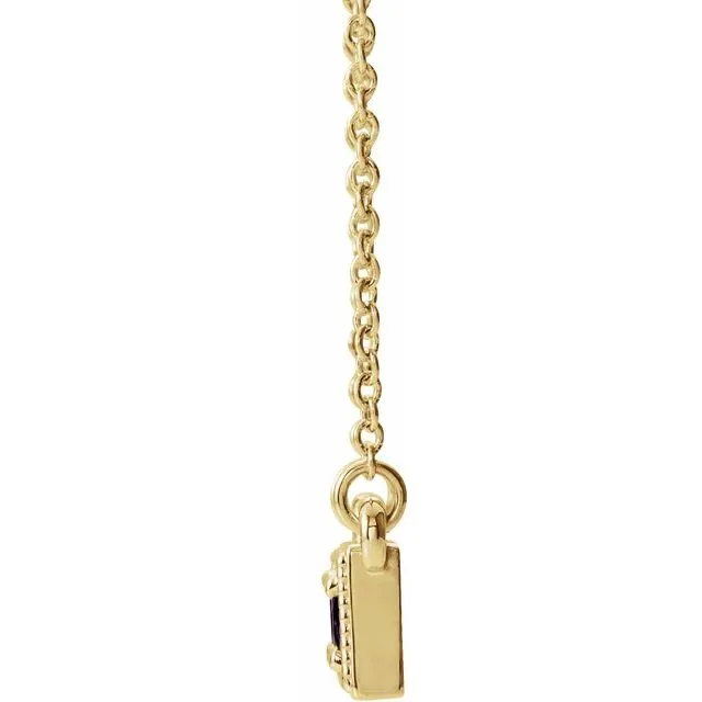 14K Yellow Gold Natural Amethyst ThreeStone Bar 1618 Necklace TreasureFineJewelers Necklaces