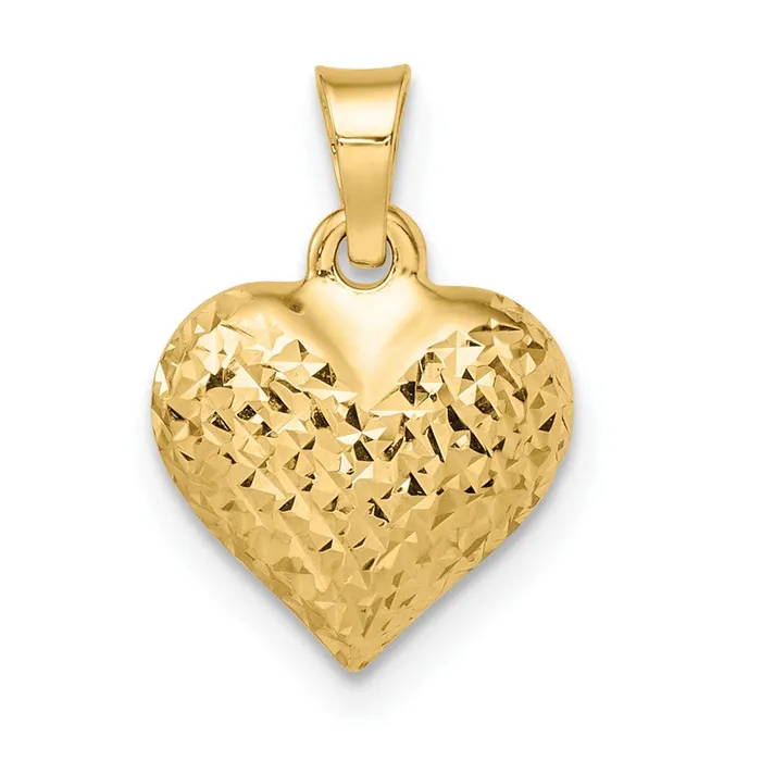 14k Yellow Gold Polished Diamondcut Medium Puffed Heart Pendant TreasureFineJewelers Necklaces 14k Yellow Gold Polished Diamondcut Medium Puffed Heart Pendant TreasureFineJewelers Necklaces