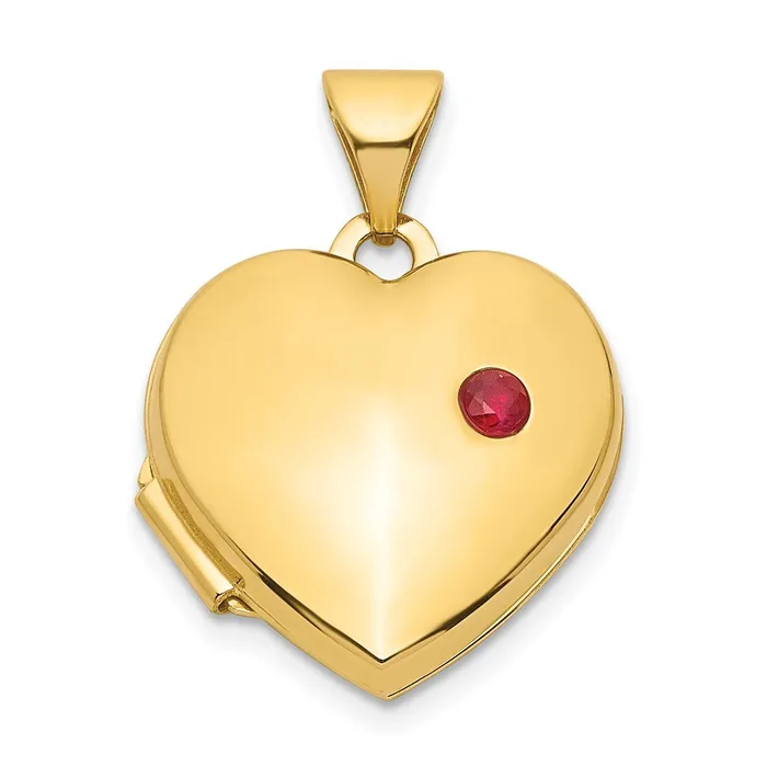 14k Yellow Gold Ruby 15mm Heart Locket TreasureFineJewelers Necklaces
