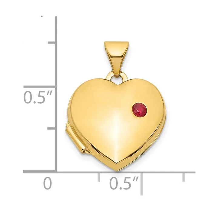 14k Yellow Gold Ruby 15mm Heart Locket TreasureFineJewelers Necklaces