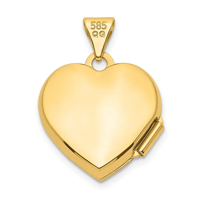 14k Yellow Gold Ruby 15mm Heart Locket TreasureFineJewelers Necklaces