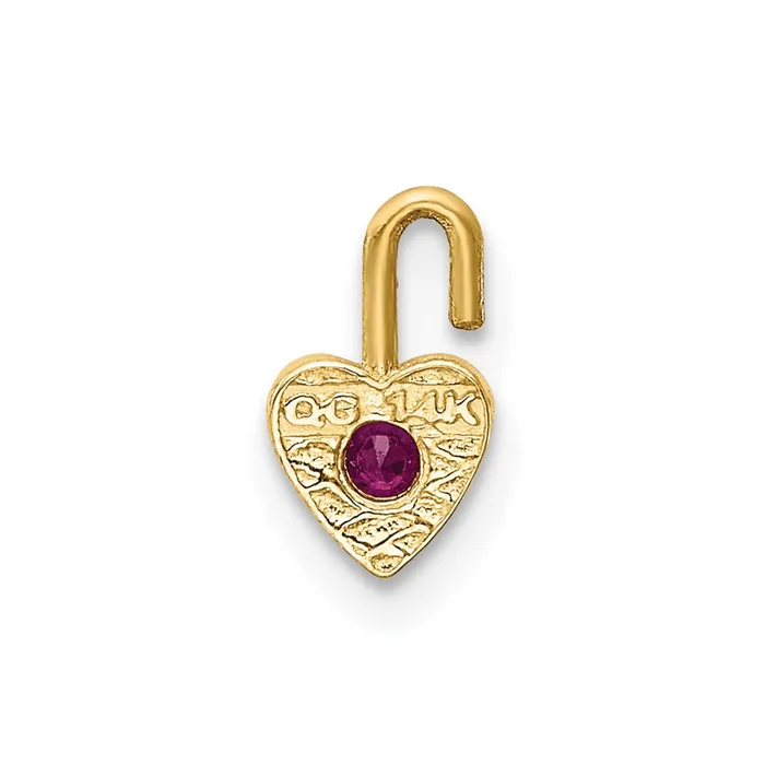 Charm Necklaces 14ky July Synthetic Birthstone Heart Charm TreasureFineJewelers