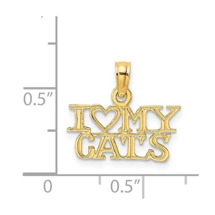 Charm Necklaces TreasureFineJewelers 14k I HEART MY CATS Charm