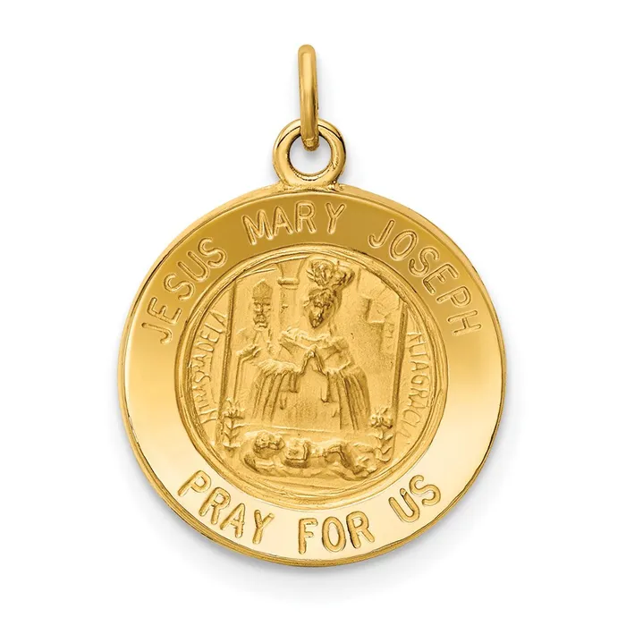 Charm Necklaces TreasureFineJewelers 14k Yellow Gold Jesus Mary Joseph Medal Charm
