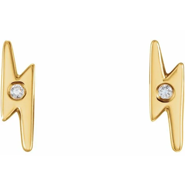 Earrings TreasureFineJewelers 14K Yellow 03 CTW Diamond Lighting Bolt Earrings