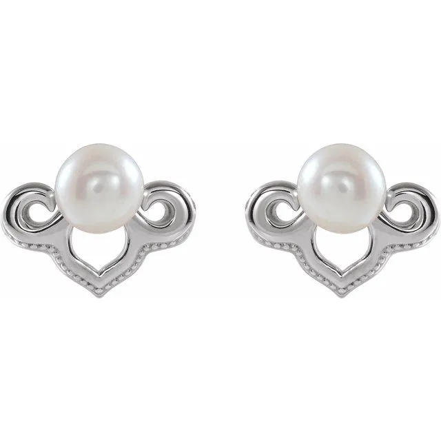 Earrings TreasureFineJewelers Sterling Silver Freshwater Cultured Pearl Earrings