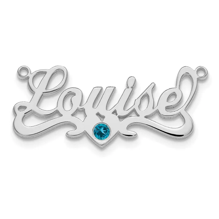 Necklaces 10KW Polished Birthstone w 18k Bezel Heart Name Plate TreasureFineJewelers Necklaces 10KW Polished Birthstone w 18k Bezel Heart Name Plate TreasureFineJewelers