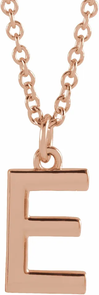 Necklaces 14K Rose Gold Initial E Dangle 16 Necklace TreasureFineJewelers Necklaces 14K Rose Gold Initial E Dangle 16 Necklace TreasureFineJewelers