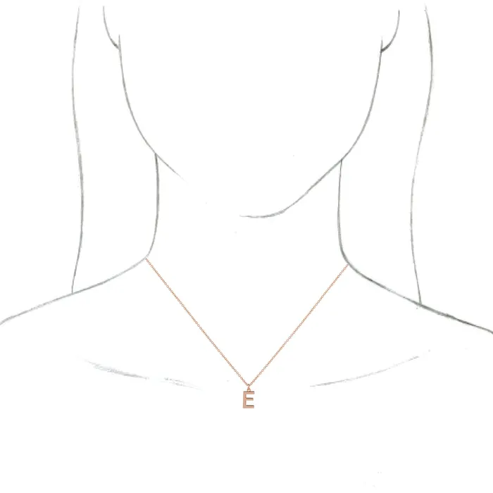 Necklaces 14K Rose Gold Initial E Dangle 16 Necklace TreasureFineJewelers
