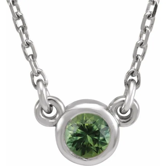 Necklaces 14K White Gold 3 mm Round Natural Green Sapphire Solitaire 18 Necklace TreasureFineJewelers Necklaces 14K White Gold 3 mm Round Natural Green Sapphire Solitaire 18 Necklace TreasureFineJewelers