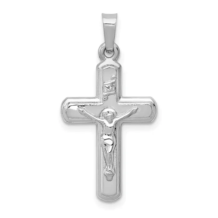 Necklaces 14k White Gold Polished and Satin INRI Crucifix Pendant TreasureFineJewelers Necklaces 14k White Gold Polished and Satin INRI Crucifix Pendant TreasureFineJewelers