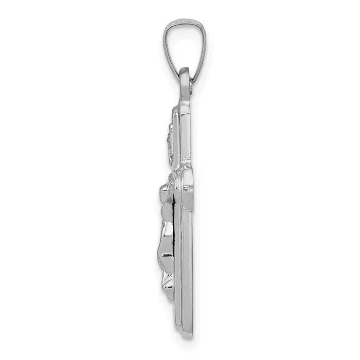 Necklaces 14k White Gold Polished and Satin INRI Crucifix Pendant TreasureFineJewelers