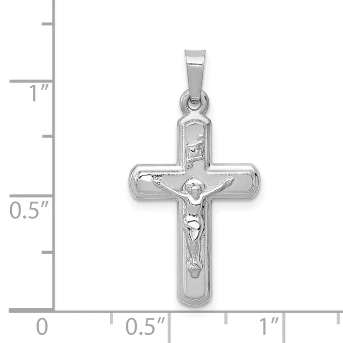 Necklaces 14k White Gold Polished and Satin INRI Crucifix Pendant TreasureFineJewelers