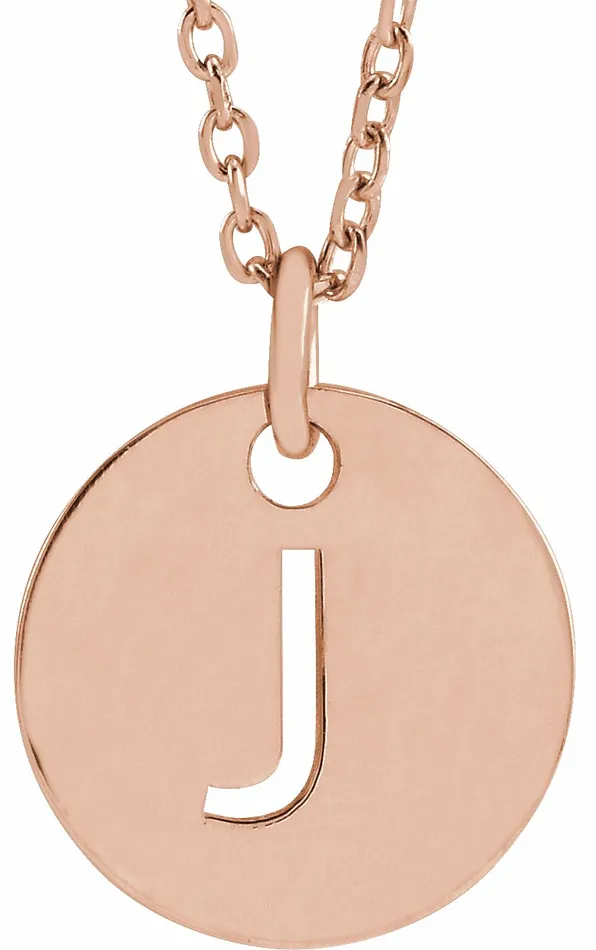 Necklaces 18K Rose GoldPlated Sterling Silver Initial J 10 mm Disc 1618 Necklace TreasureFineJewelers Necklaces 18K Rose GoldPlated Sterling Silver Initial J 10 mm Disc 1618 Necklace TreasureFineJewelers
