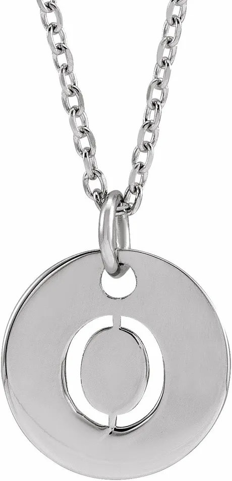 Necklaces Sterling Silver Initial O 10 mm Disc 1618 Necklace TreasureFineJewelers Necklaces Sterling Silver Initial O 10 mm Disc 1618 Necklace TreasureFineJewelers