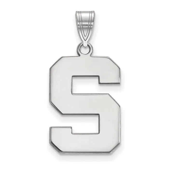Necklaces Sterling Silver Rhodiumplated Michigan State University Letter S Large Pendant TreasureFineJewelers Necklaces Sterling Silver Rhodiumplated Michigan State University Letter S Large Pendant TreasureFineJewelers