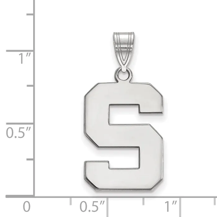 Necklaces Sterling Silver Rhodiumplated Michigan State University Letter S Large Pendant TreasureFineJewelers