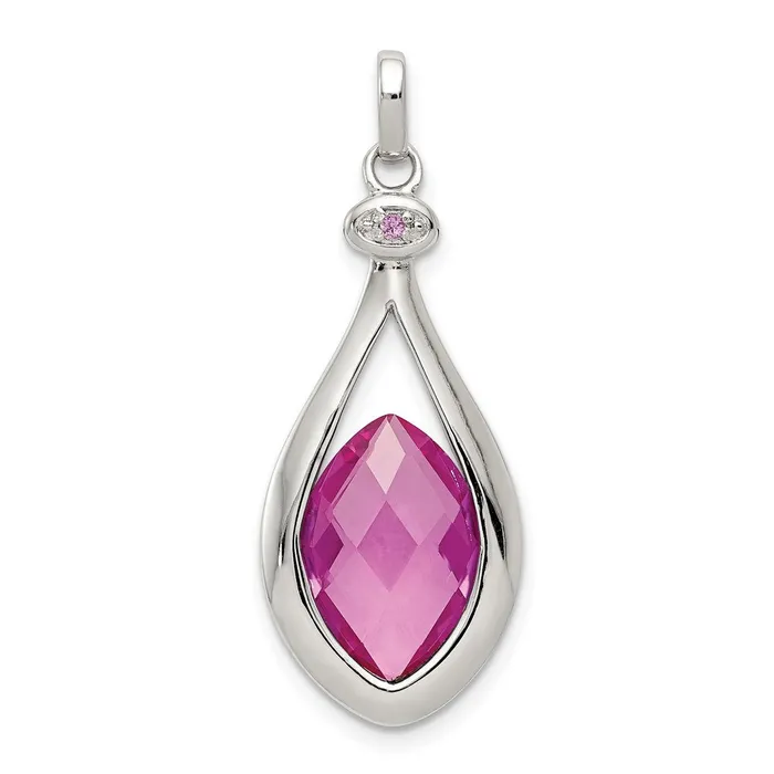 Necklaces Sterling Silver Synthetic Red Fancycut Marquise Pendant TreasureFineJewelers Necklaces Sterling Silver Synthetic Red Fancycut Marquise Pendant TreasureFineJewelers