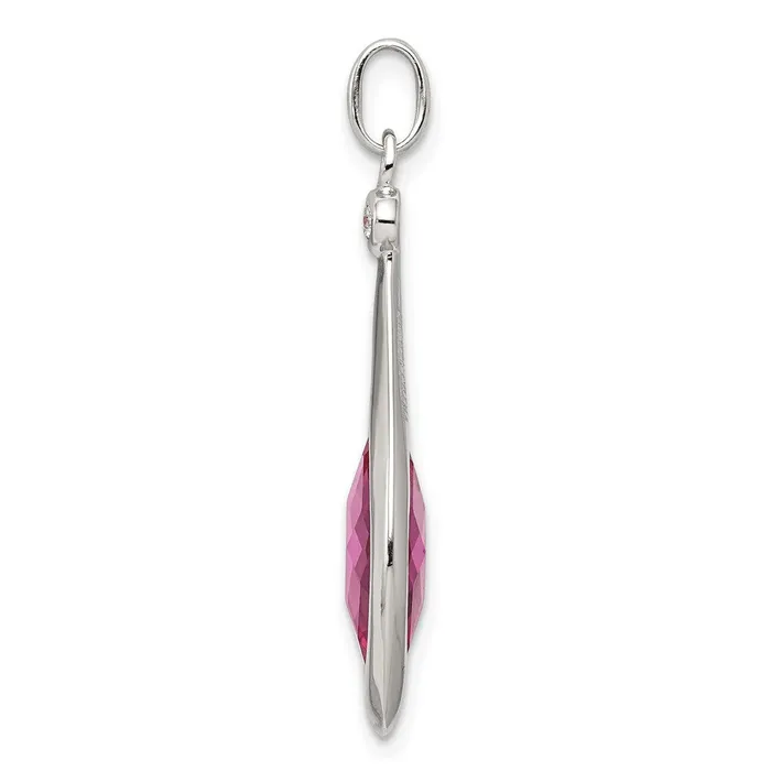 Necklaces Sterling Silver Synthetic Red Fancycut Marquise Pendant TreasureFineJewelers