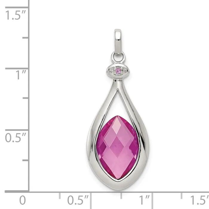 Necklaces Sterling Silver Synthetic Red Fancycut Marquise Pendant TreasureFineJewelers