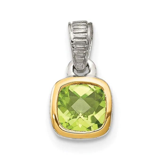 Necklaces Sterling Silver w 14K Accent Peridot Pendant TreasureFineJewelers Necklaces Sterling Silver w 14K Accent Peridot Pendant TreasureFineJewelers