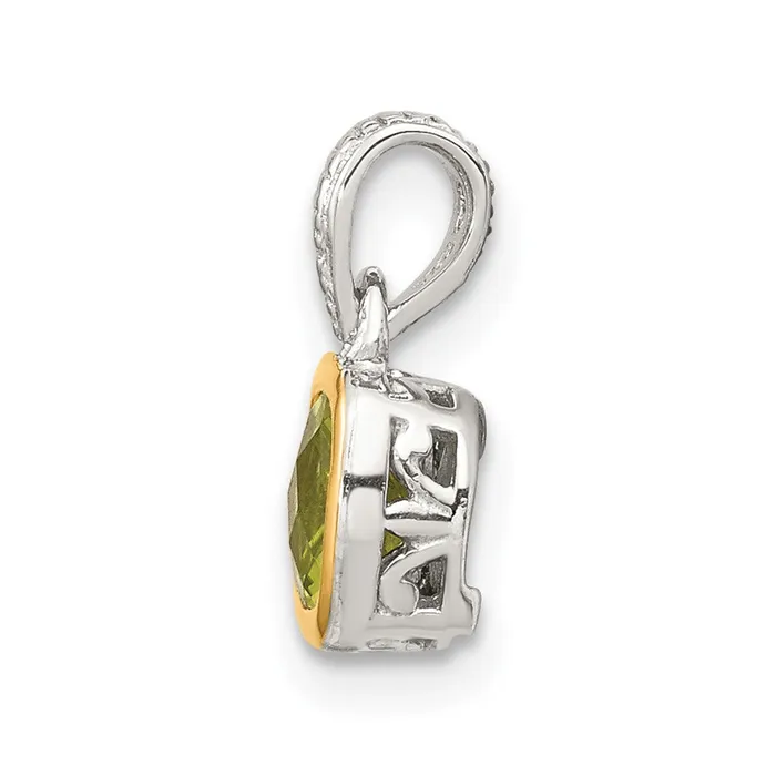 Necklaces Sterling Silver w 14K Accent Peridot Pendant TreasureFineJewelers