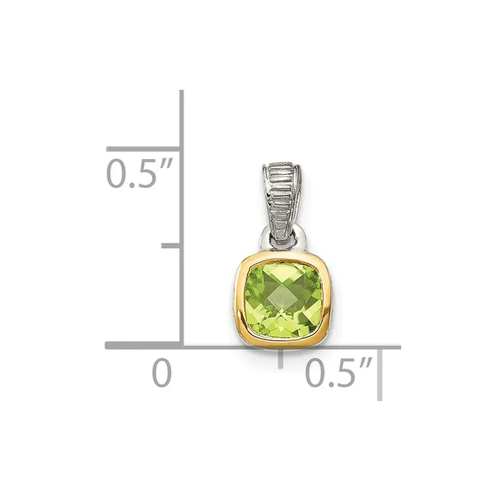 Necklaces Sterling Silver w 14K Accent Peridot Pendant TreasureFineJewelers