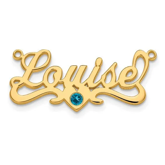 Necklaces TreasureFineJeweler Name Plate Pendant with Birthstone