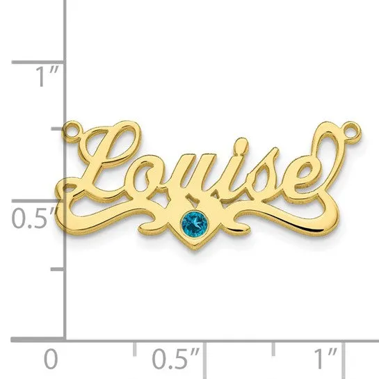 Necklaces TreasureFineJeweler Name Plate Pendant with Birthstone