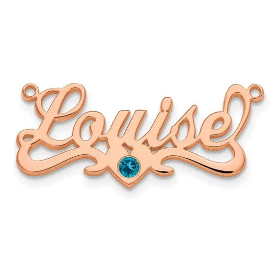 Necklaces TreasureFineJeweler Name Plate Pendant with Birthstone