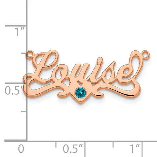 Necklaces TreasureFineJeweler Name Plate Pendant with Birthstone