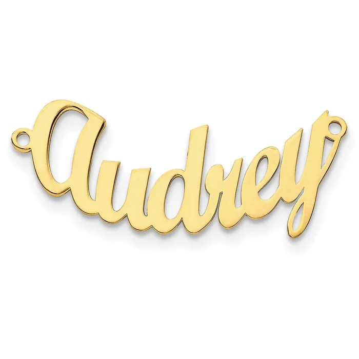 Necklaces TreasureFineJewelers 10K Polished Curved Script MT Font Name Plate Necklaces TreasureFineJewelers 10K Polished Curved Script MT Font Name Plate