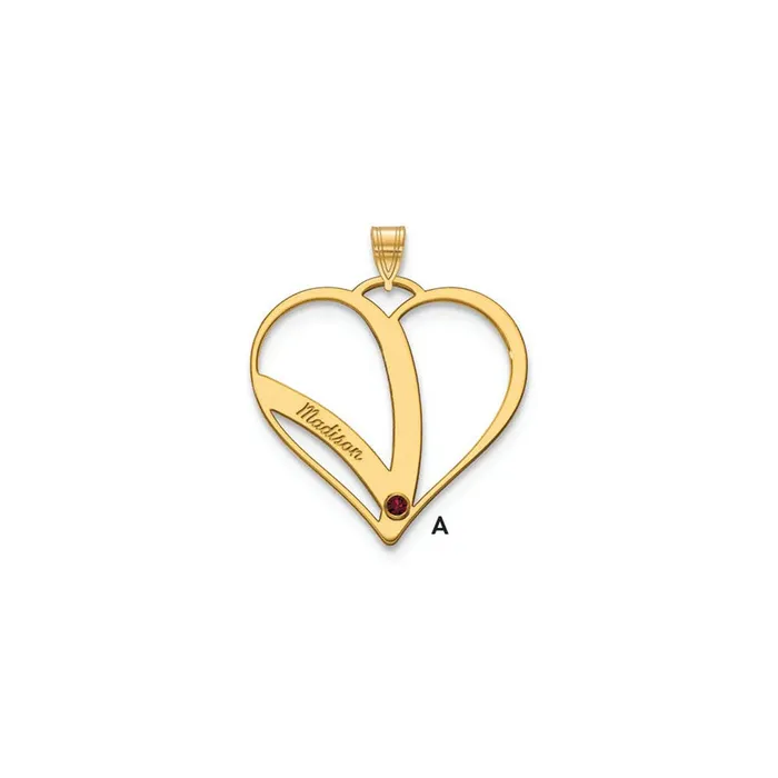 Necklaces TreasureFineJewelers 10KY 1 Name and Birthstone w 18k Bezel Cut Out Heart Necklace Necklaces TreasureFineJewelers 10KY 1 Name and Birthstone w 18k Bezel Cut Out Heart Necklace