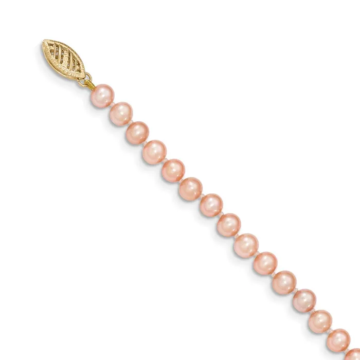 Necklaces TreasureFineJewelers 14k 45mm Pink Near Round Freshwater Cultured Pearl Necklace