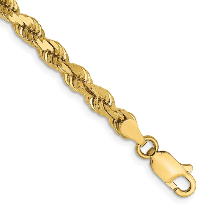 Necklaces TreasureFineJewelers 14K 4mm DiamondCut Rope Chain