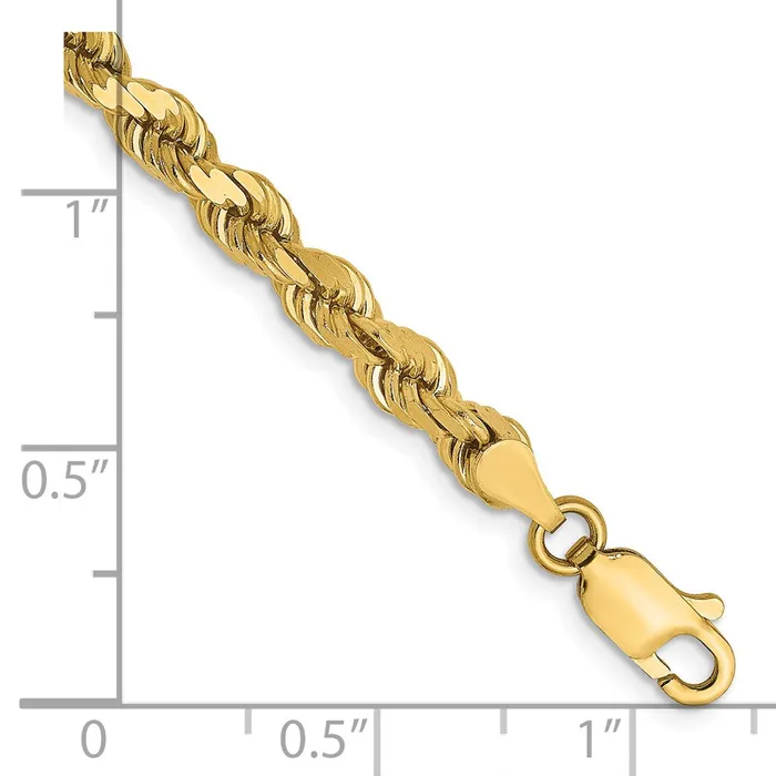 Necklaces TreasureFineJewelers 14K 4mm DiamondCut Rope Chain
