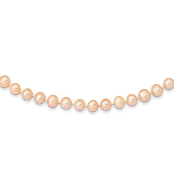 Necklaces TreasureFineJewelers 14k 78mm Pink Near Round Freshwater Cultured Pearl Necklace Necklaces TreasureFineJewelers 14k 78mm Pink Near Round Freshwater Cultured Pearl Necklace