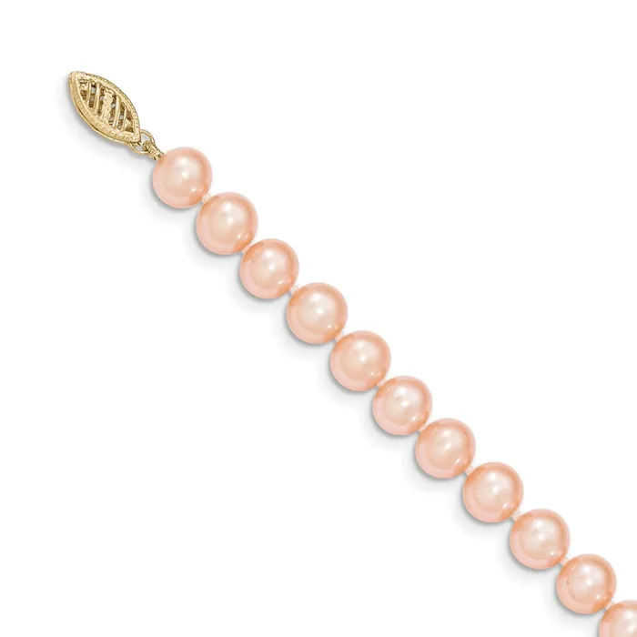 Necklaces TreasureFineJewelers 14k 78mm Pink Near Round Freshwater Cultured Pearl Necklace