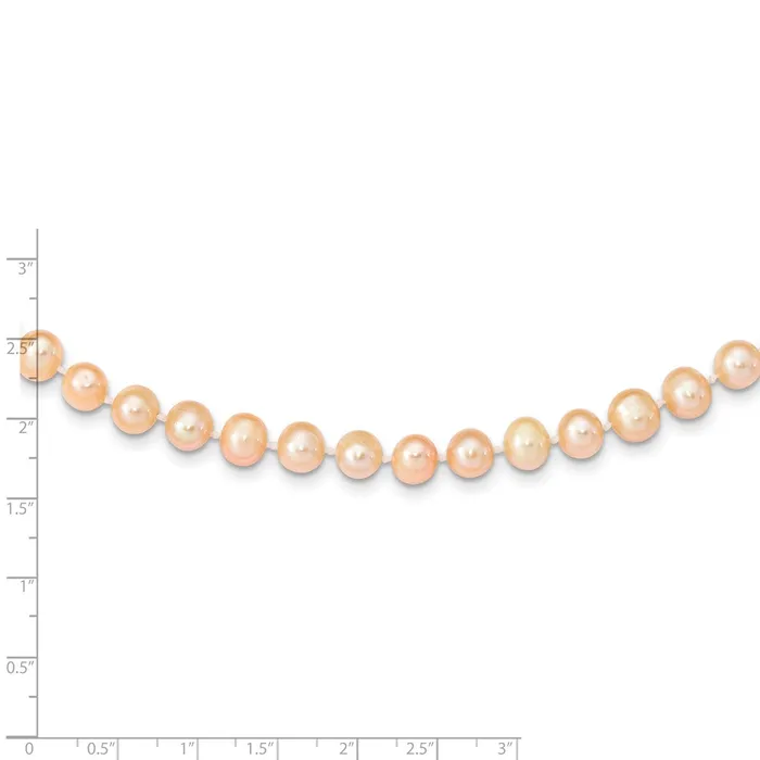 Necklaces TreasureFineJewelers 14k 78mm Pink Near Round Freshwater Cultured Pearl Necklace