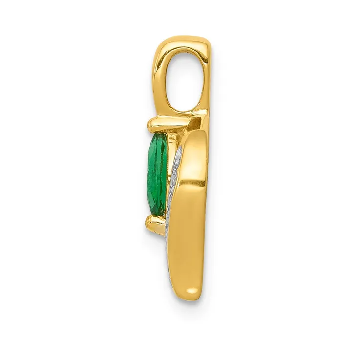 Necklaces TreasureFineJewelers 14k Diamond and Marquise Emerald Pendant