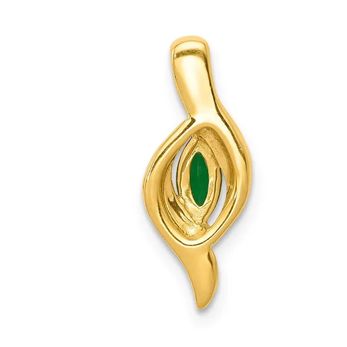 Necklaces TreasureFineJewelers 14k Diamond and Marquise Emerald Pendant