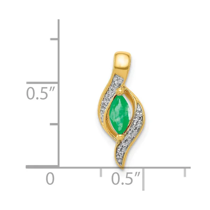 Necklaces TreasureFineJewelers 14k Diamond and Marquise Emerald Pendant